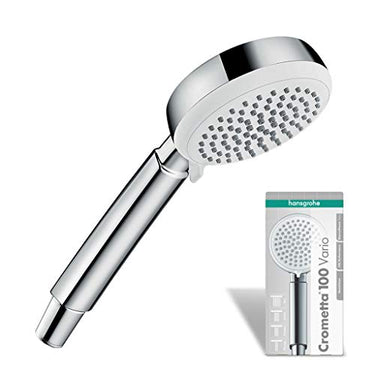 hansgrohe Crometta 100 - Duschkopf, Handbrause mit 4 Strahlarten, runde Duschbrause (⌀ 100 mm), Brausekopf mit Antikalk-Funktion, Chrom im Sale